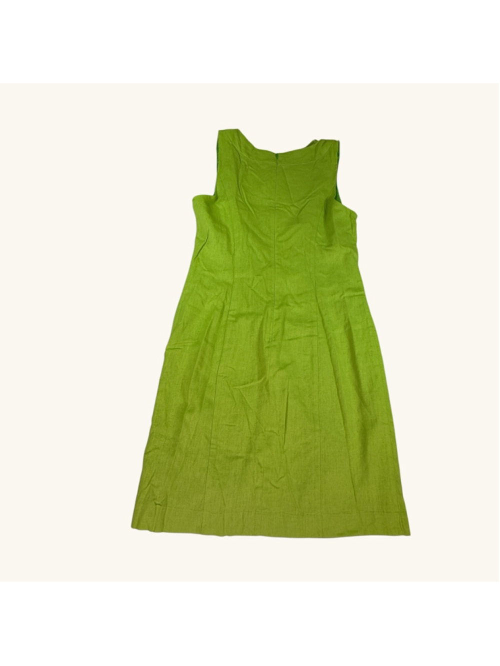 J Howard Lime Green Linen Blend Shift Dress Size 10 Sleeveless Retro Mod Dress